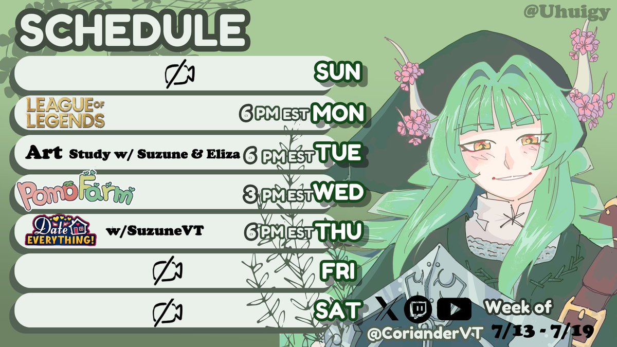 CorianderVT's tweet image. The BEST WEEK is the week with my friends. Lots of streams with