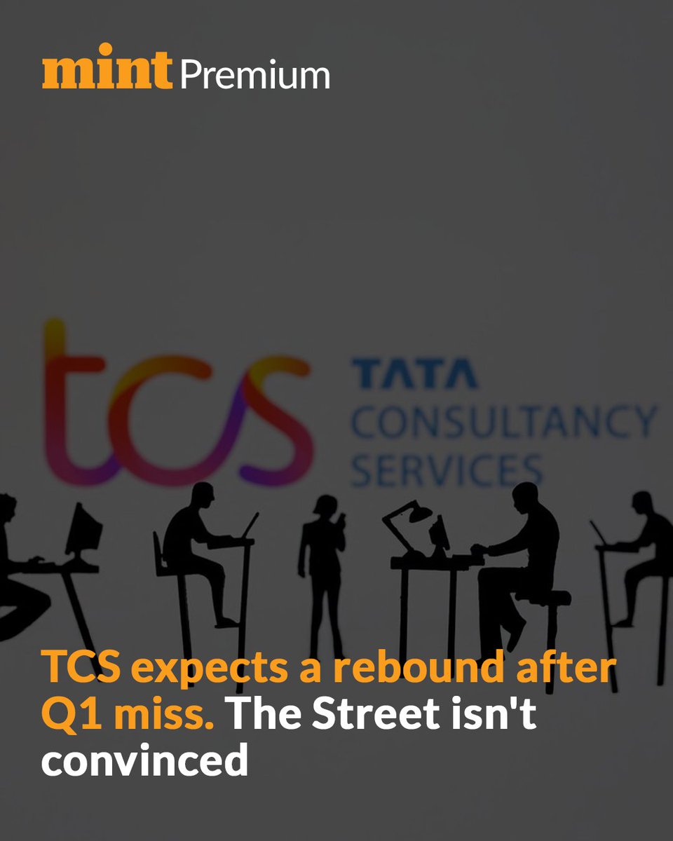 Mint (@livemint) on Twitter photo TCS Q1 result has left investors wondering about whether or not the earnings downgrade cycle for the sector has bottomed out or if there is more pain ahead
livemint.com/market/tcs-q1-…
Trust our hard work, subscribe to #MintPremium: livemint.com/premium ✨
<a href="/imharshaj/">Harsha Jethmalani</a> ✍️ TCS Q1 result has left investors wondering about whether or not the earnings downgrade cycle for the sector has bottomed out or if there is more pain ahead
livemint.com/market/tcs-q1-…
Trust our hard work, subscribe to #MintPremium: livemint.com/premium ✨
<a href="/imharshaj/">Harsha Jethmalani</a> ✍️