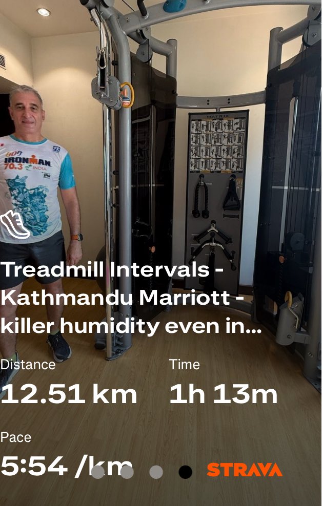 adilnargolwala's tweet image. Treadmill intervals at the Kathmandu Marriott - surprisingly killer humidity even inside the gym - made a major splash 💦 on the surroundings