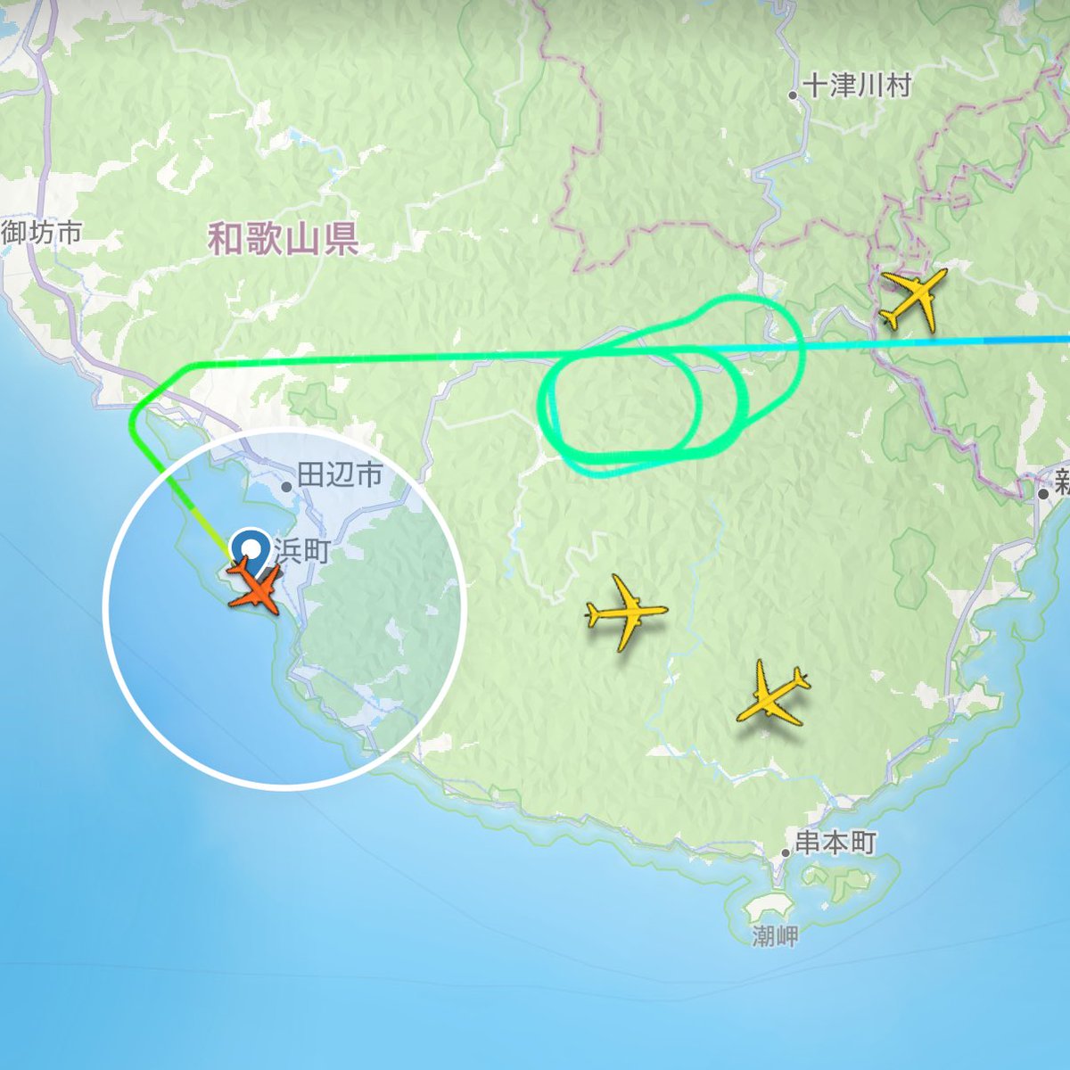 たくさんくるくるして到着。機長さんがんばってくれました。