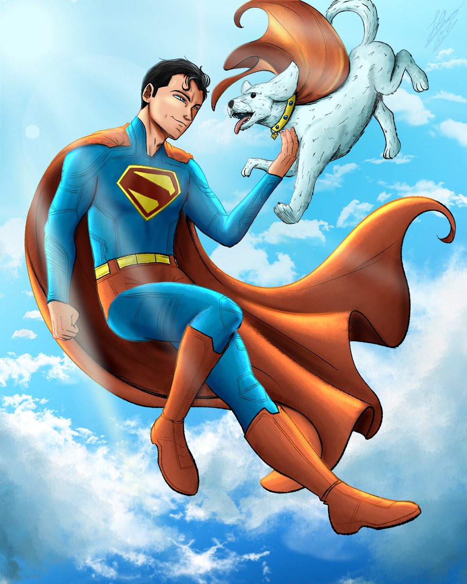 hide_fire_11's tweet photo. Me vi Superman y pelicula todo hermosa, me encanto todo en especial Krypto (perrito todo hermoso).
Gracias James Gunn por darnos una gran adaptacion de Superman <3  
#Superman #SupermanMovie #Superman2025 #fanart #Krypto #digitalart #ArtistOnTwitter #drawing https://t.co/6suKG3exbw