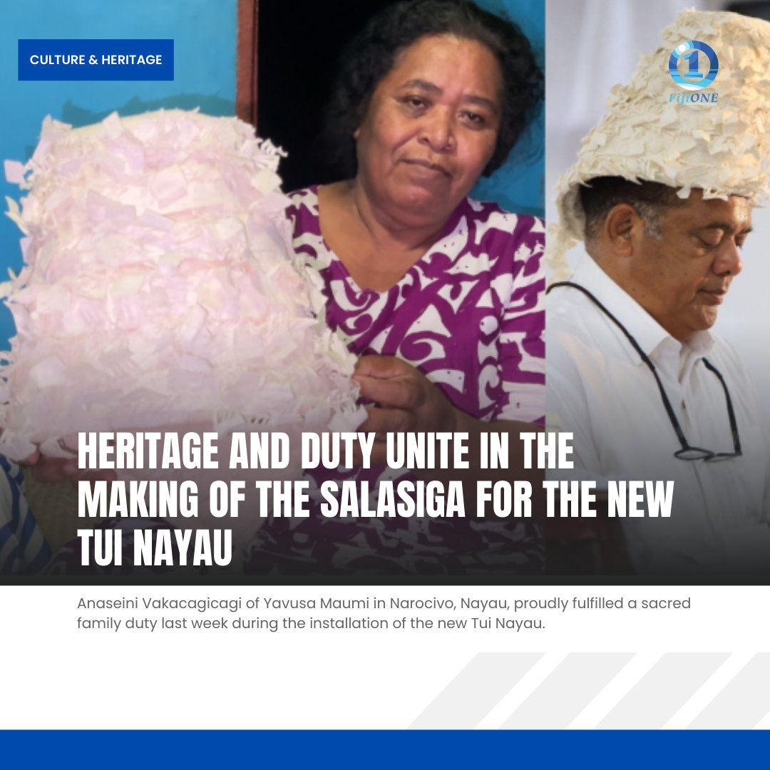 #FijiOneNews | Heritage and duty unite in the making of the Salasiga for the new Tui Nayau.
Anaseini Vakacagicagi of Yavusa Maumi in Narocivo, Nayau, proudly fulfilled a sacred family duty last week during the installation of the new Tui Nayau.
fijionenews.com.fj/heritage-and-d…