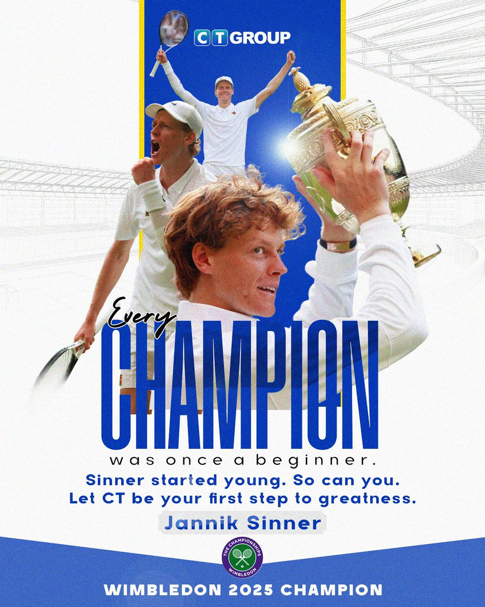 148 Years. One Champion.

A Moment That Rewrote History. 🎾🇮🇹

Jannik Sinner becomes the first-ever Italian to win the Wimbledon Men’s Singles title in its 148-year history — toppling the reigning champion Carlos Alcaraz in a thrilling 4-set final.