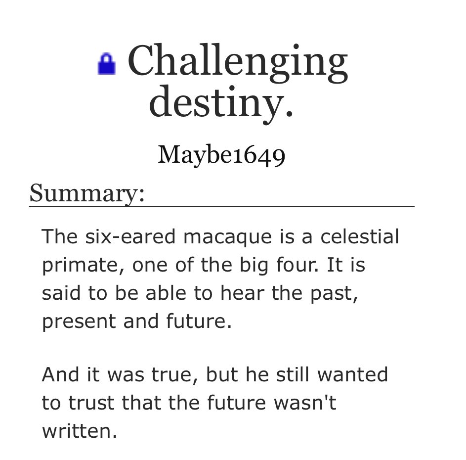 LMK_FanficRecs's tweet image. Fic of the day(266): Challenging destiny. By Maybe1649 on Ao3
-Oneshot
-Teen+ rating
-Shadowpeach
Macaque worries about the future and what is set in stone
Link: archiveofourown.org/works/44766013…
#LEGOMonkieKid #shadowpeach