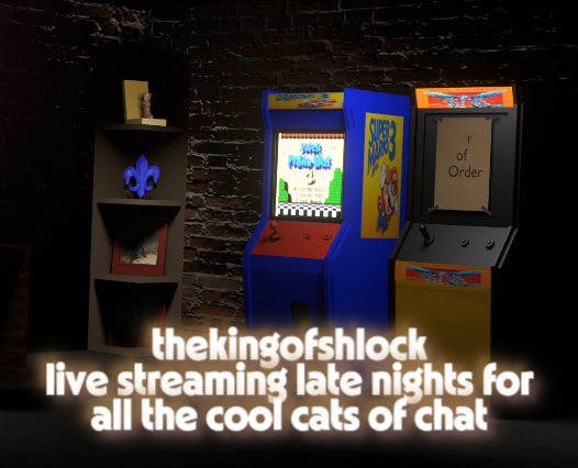 thekingofshlock's tweet image. Updates
Make Fred Paint the Fence - 100Bits for me to play that horrible Flinstones game.
Bitties for Kitties - 100Bits to buy a treat for Juju or Luna which they'll enjoy on cam for your happiness.
Cosplay Cameo - 1000Bits to choose from several cliche internet pains.
