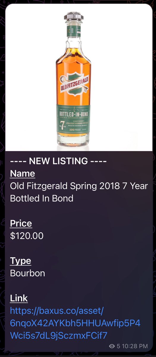 Listed and sold within an hour on <a href="/BAXUSco/">BAXUS</a> If you aren’t in the new listings Telegram channel yet, what are you waiting for?