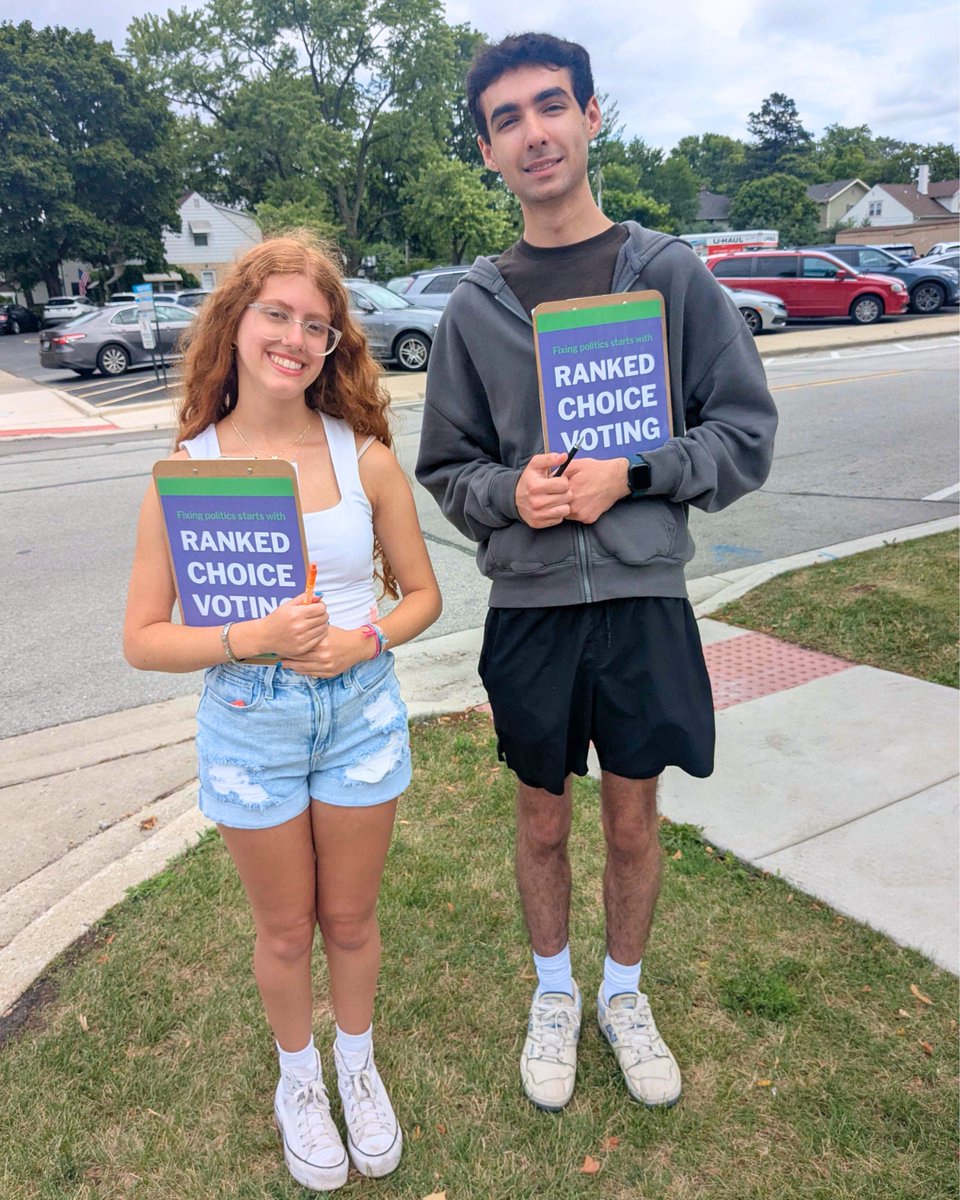 FairVoteIL's tweet image. New volunteers Adeleine and Alex joined us at the Naperville Farmer's Market today for canvassing! We're collecting signatures to put a ranked choice voting referendum on Naperville's ballot! Join us and help upgrade our democracy at FairVoteIllinois.org/Join !
#RankedChoiceVoting