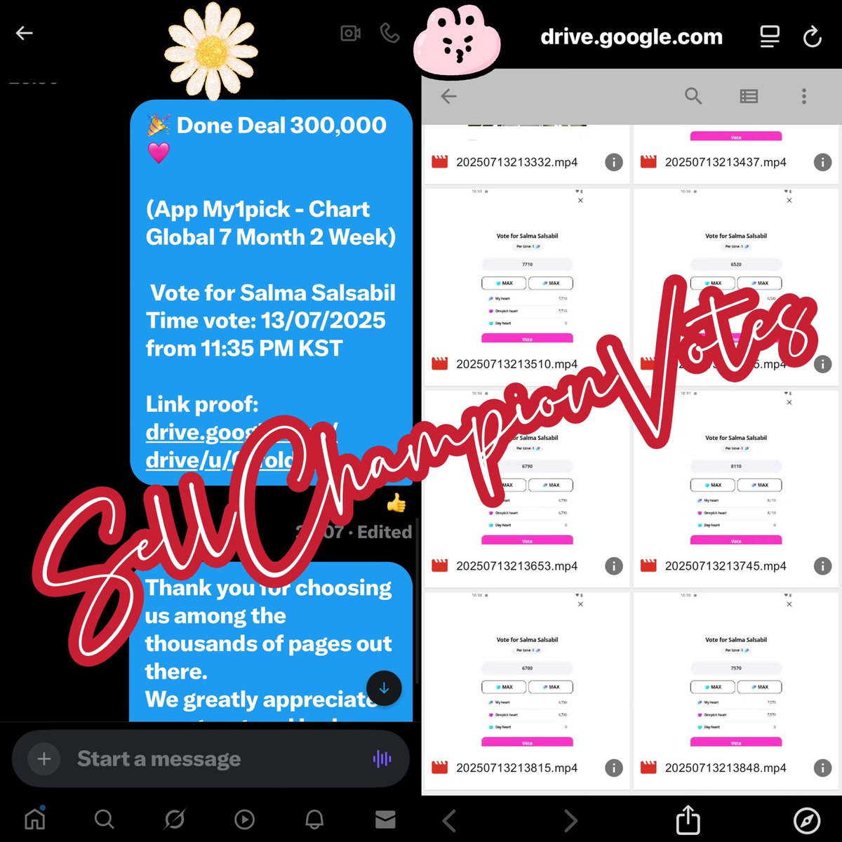 Elizabeth98560's tweet image. SOLD #My1pick
300,000๐ฉท
Chart Global 7 Month 2 Week
Vote for #SalmaSalsabil
Thank you anonymous. Thank you for trusting and choosing us despite having many choices.
#sellchampionvote_proof
๐คDM to reserve