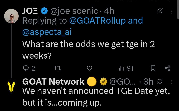 CuzzDave's tweet image. GM CT!

Still in the yap jail or not on the @GOATRollup leaderboard yet? Don&apos;t give up!

$GOAT is for everyone.
As you yap make sure to test the products on #goatnetwork

Put your BTC to work on @Artemisfinance &amp;amp; @StableJack_xyz
Purchase $Goat Build key on @aspecta_ai
TGE is soon