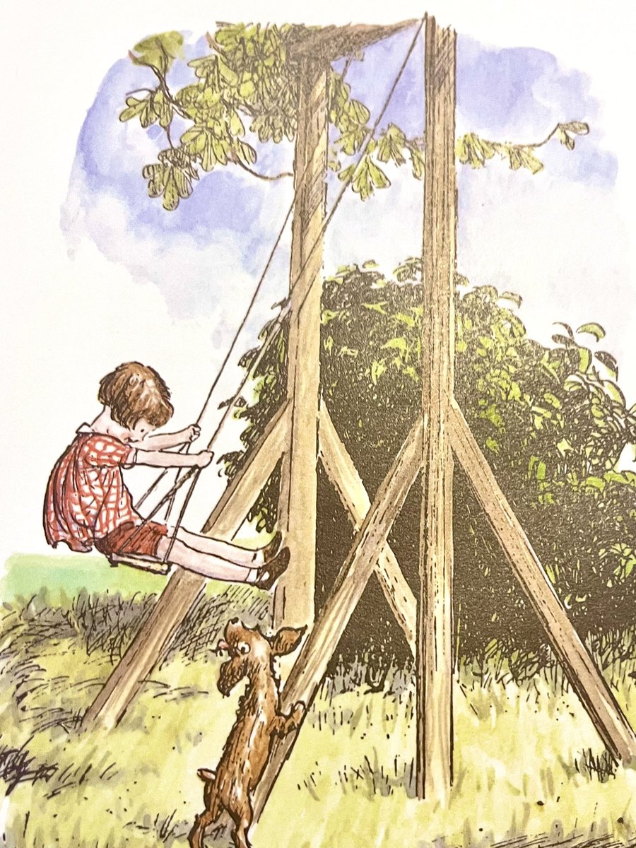 A_AMilne's tweet image. Here I go up in my swing
Ever so high.
I am the King of the fields,
and the King
Of the town.
I am the King of the earth,
and the King
Of the Sky.
Here I go up in my swing…
Now I go down.
~A.A.Milne
