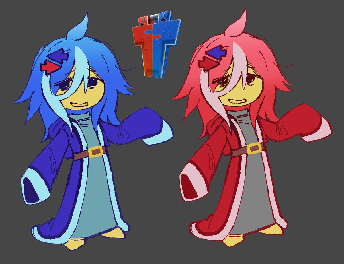 kibyden's tweet image. my recent design for my partners game + the initial concept . ended up being singular character with option to choose the color variant , my favorite is the blue one