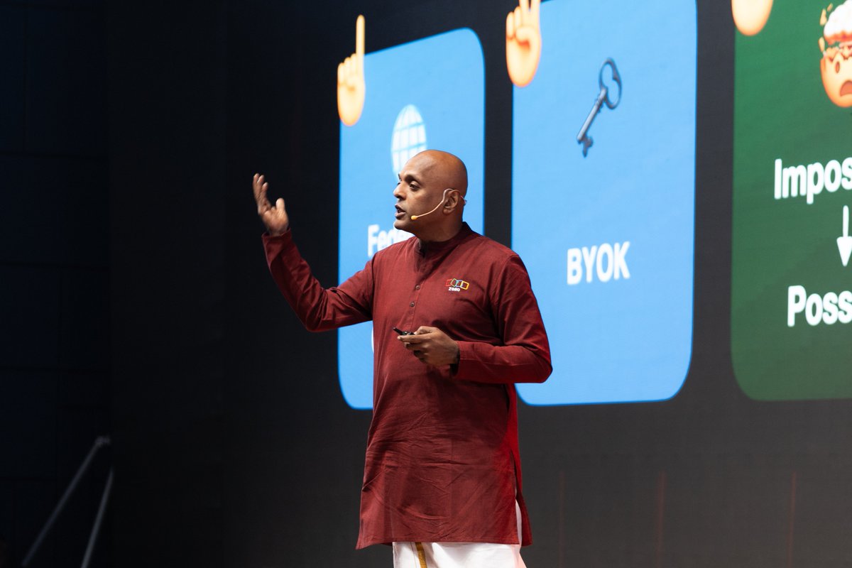 Zoholics's tweet image. What’s new at Zoho?
Rajendran Dandapani breaks it down—live features, real use cases, and how it’s all coming together inside our apps. His session was a reminder that the small things we perfect along the way often shape the bigger picture.
