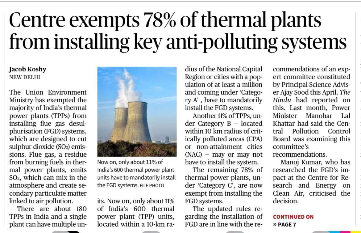 By exempting 78% of coal plants from installing anti-pollution systems, the Environment Ministry is placing corporate convenience above public health. 

Coal burning is responsible for nearly 15% of India’s PM2.5 pollution — a major driver of respiratory illness, heart disease,