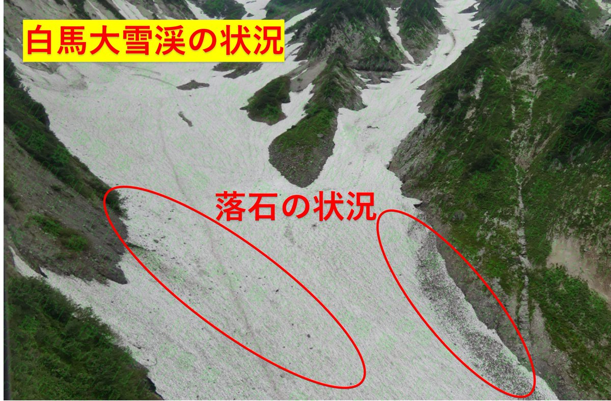 白馬大雪渓では、先々週に続き落石による遭難が2件発生しました😥雪渓