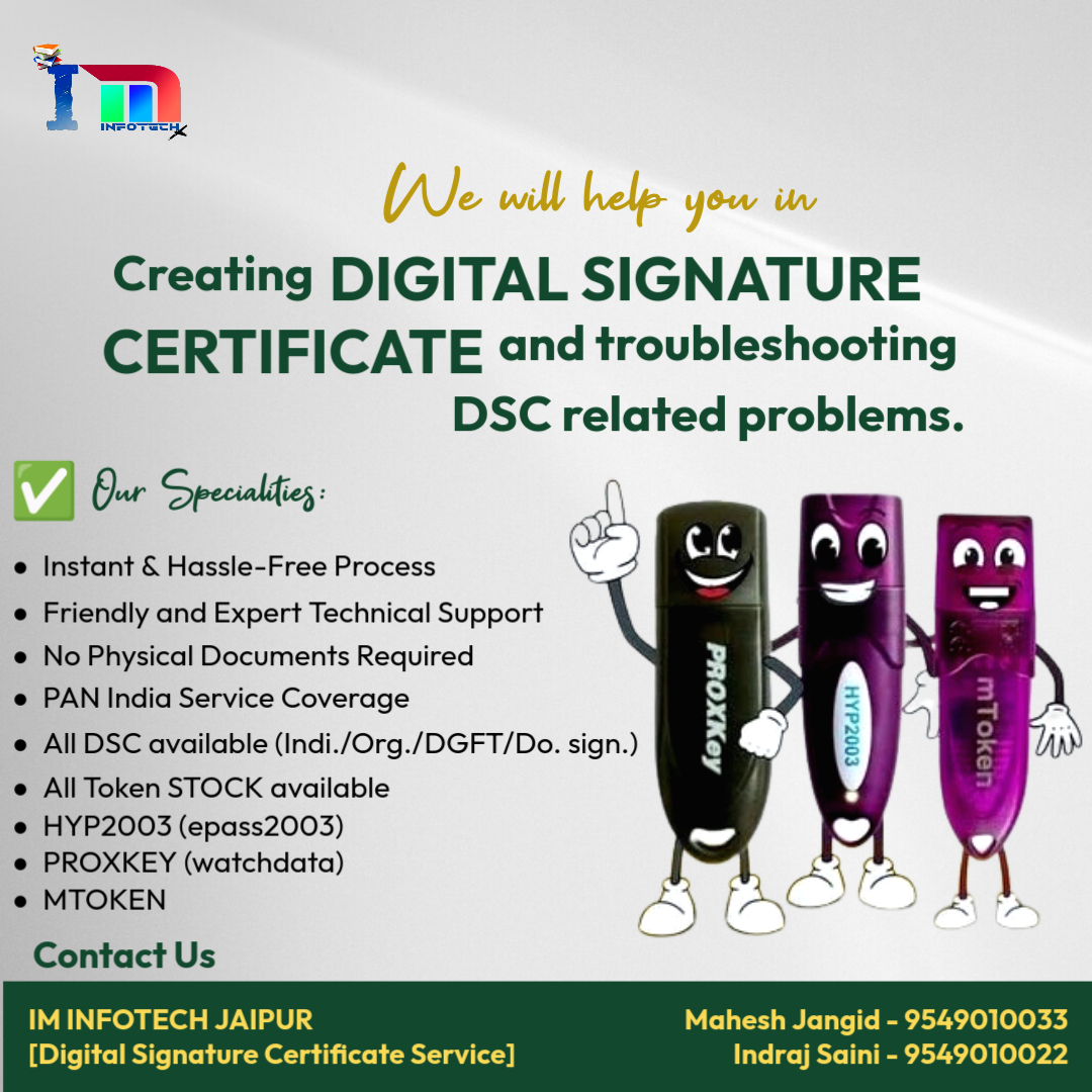 ImInfotech07's tweet image. #class3dsc #digitalsignature 
#dgft #importexport #etender #eAuction #Gem #gemportal #pdfsigning #mca #rocfiling 
#gst #incometax #tax #incometaxfiling 
#epfo #PF #providentfund #trustsign 
#usbtoken #hyp2003 #proxkeytoken #Mtoken #pantasign #idsign #care4sign #emudra #INDvsENG