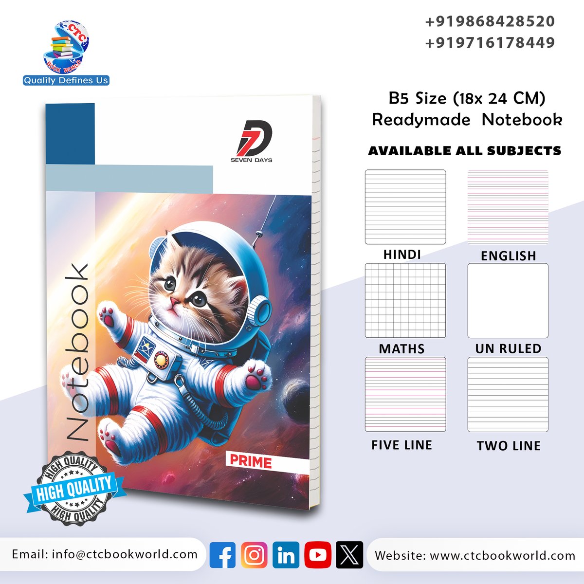 ctcbookworld's tweet image. 📞 Need to chat? Give us a ring at +919868428520 or +919716178449!
📧 Drop us an email: info@ctcbookworld.com
🌐 Discover more on our website: ctcbookworld.com

#Notebooks #Stationery #AstronautCat #CuteCat #SpaceTheme #BackToSchool #StudyEssentials #HighQuality