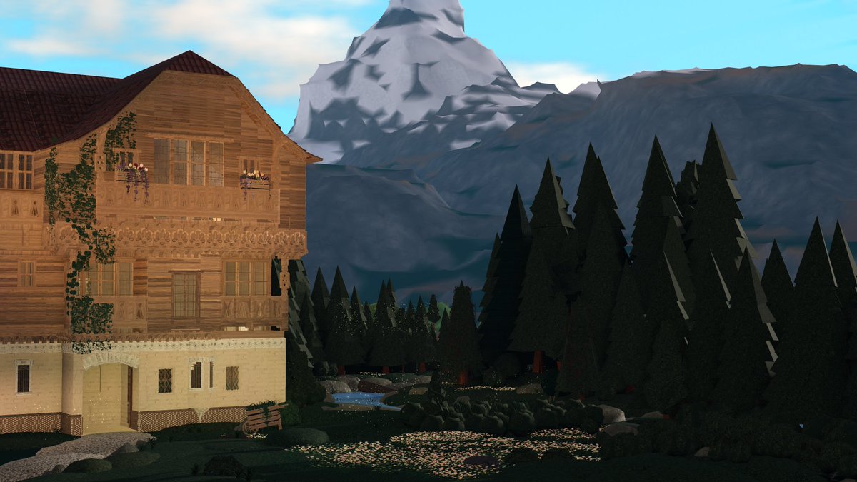 Switzerland Chalet in Lakeside Estates 🌷🌲
99% out of basic shapes &amp; structure. 
NO decals.
Plot data: 140%💀
Worth: 1.4M
My Submission for #TheDailyBloxburgBuildComp 
#bloxburg #bloxburgbuilds