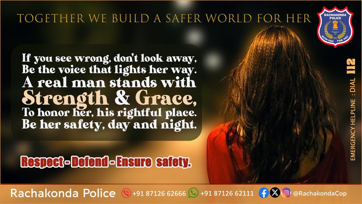 Together, We Build a Safer World for Her 📷📷
If you see wrong, don’t look away.
Be the voice that lights her way.
A real man stands with strength and grace,
To honor and protect—his rightful place.
Be her shield, day and night.
Respect. Defend. Ensure Safety.
#SaferWorldForHer