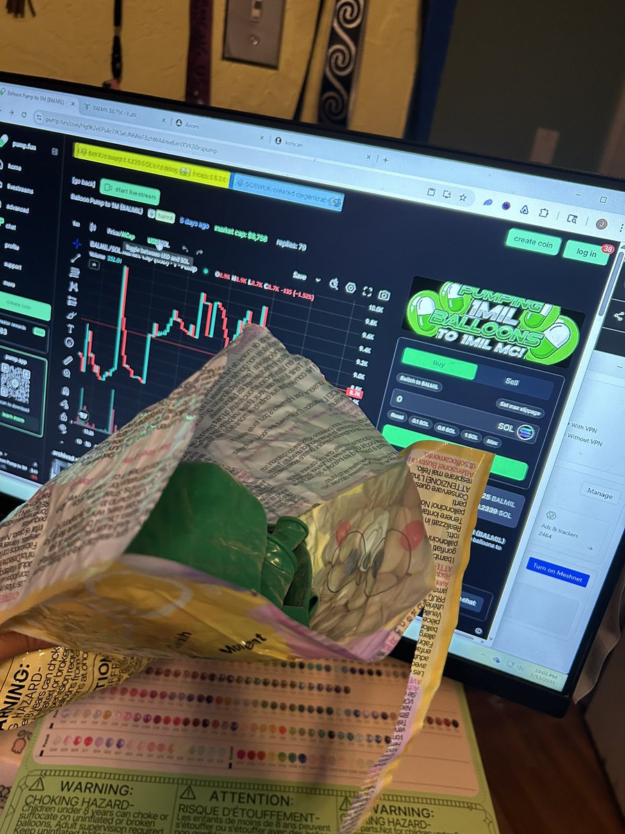 kidgenalpha's tweet photo. @a1lon9 About to run this live again soon got an order from @amazon for the $BALMIL show on @pumpdotfun all green balloons @a1lon9 gonna help my son one balloon at a time. Thanks to all for the support $BALMIL CA: Hg9k2eEPs4c7JKSeUN6NsFBzhWA4meEeHXVKB8rspump https://t.co/97yqYWgqXW