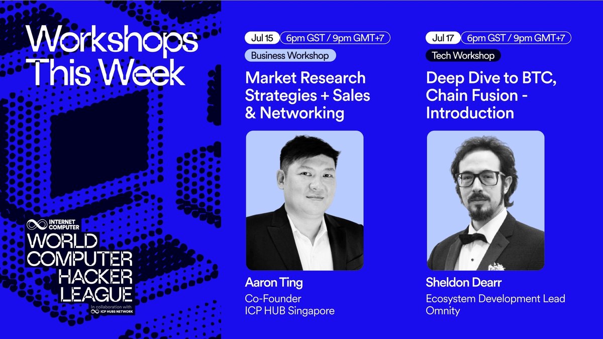 ICP HUBS NETWORK (@icphubs) on Twitter photo The WCHL Workshops this week are designed to sharpen your skills, on and offchain.
Learn market research, sales, and networking with <a href="/AaronTing8/">Pengu Aaron | Network School | ∞ᛤ🐧</a> & dive into Bitcoin & Chain Fusion with Sheldon Dearr of <a href="/OmnityNetwork/">Omnity Network</a>.
WCHL’s got you covered. The WCHL Workshops this week are designed to sharpen your skills, on and offchain.
Learn market research, sales, and networking with <a href="/AaronTing8/">Pengu Aaron | Network School | ∞ᛤ🐧</a> & dive into Bitcoin & Chain Fusion with Sheldon Dearr of <a href="/OmnityNetwork/">Omnity Network</a>.
WCHL’s got you covered.