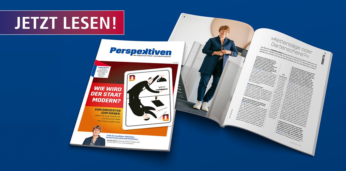 Die Initiative für einen handlungsfähigen Staat legt heute ihren Abschlussbericht vor. Wie der Staat endlich moderner wird, ist auch das Thema der aktuellen Perspektiven, dem Magazin der Metall- und Elektro-Industrie. Jetzt lesen: gesamtmetall.de/aktuelles/pers…