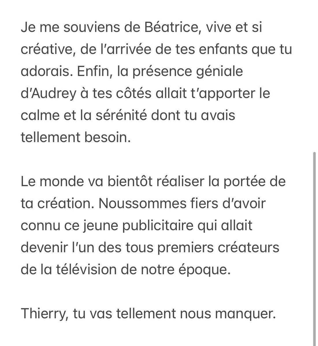 « De toutes les personnalités avec lesquelles j’ai travaillé, tu es de loin celui dont l’intelligence, ta culture et l’humour qui allait avec, m’ont le plus bluffée » : Communiqué de Catherine Barma, sa fidèle productrice, après le décès de Thierry Ardisson.