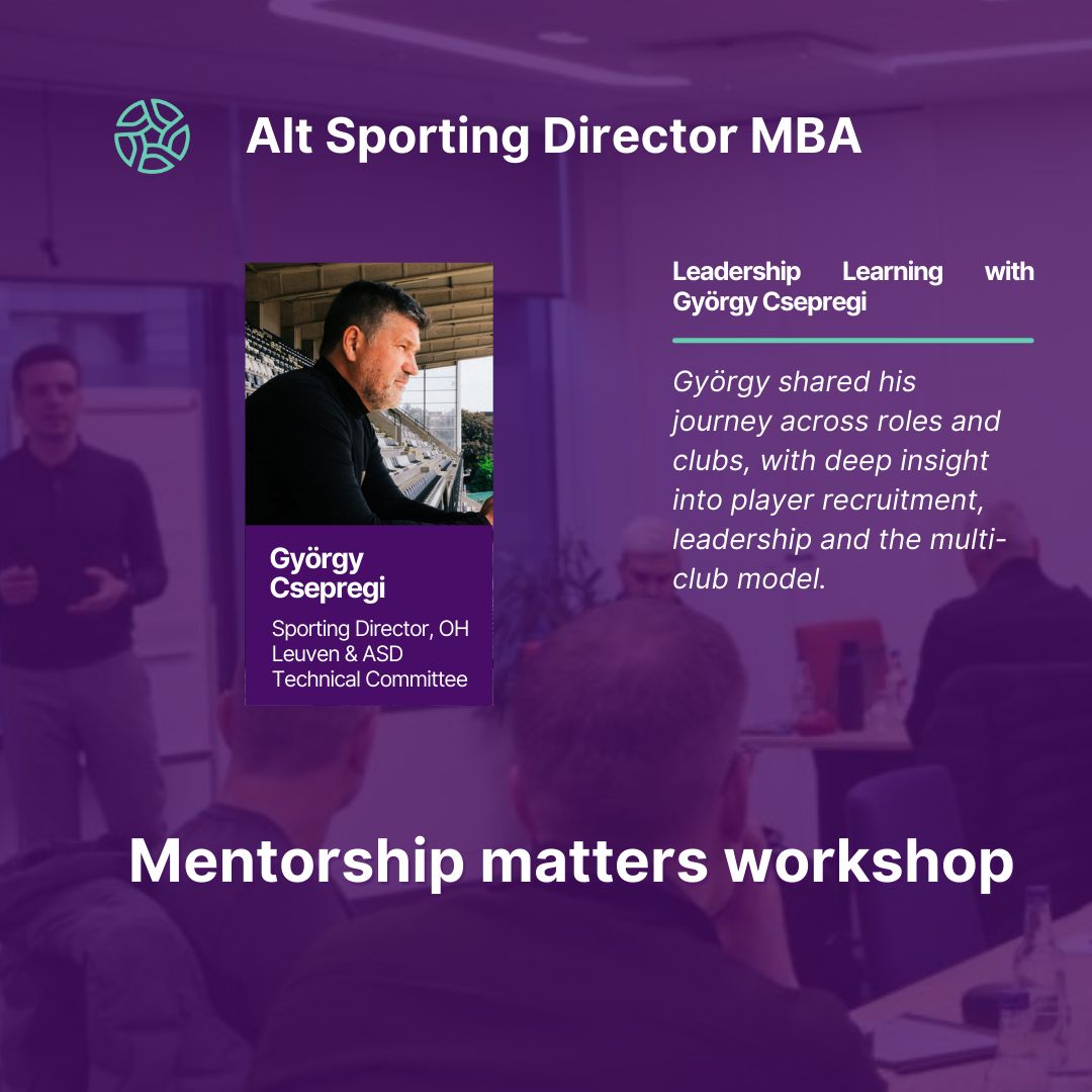 ASD_SportDir's tweet image. As part of our AltSD MBA, we recently welcomed György Csepregi, Sporting Director at OH Leuven, for a powerful guest workshop in Manchester. György shared his journey across roles and clubs, with deep insight into player recruitment, leadership, and the multi-club model.