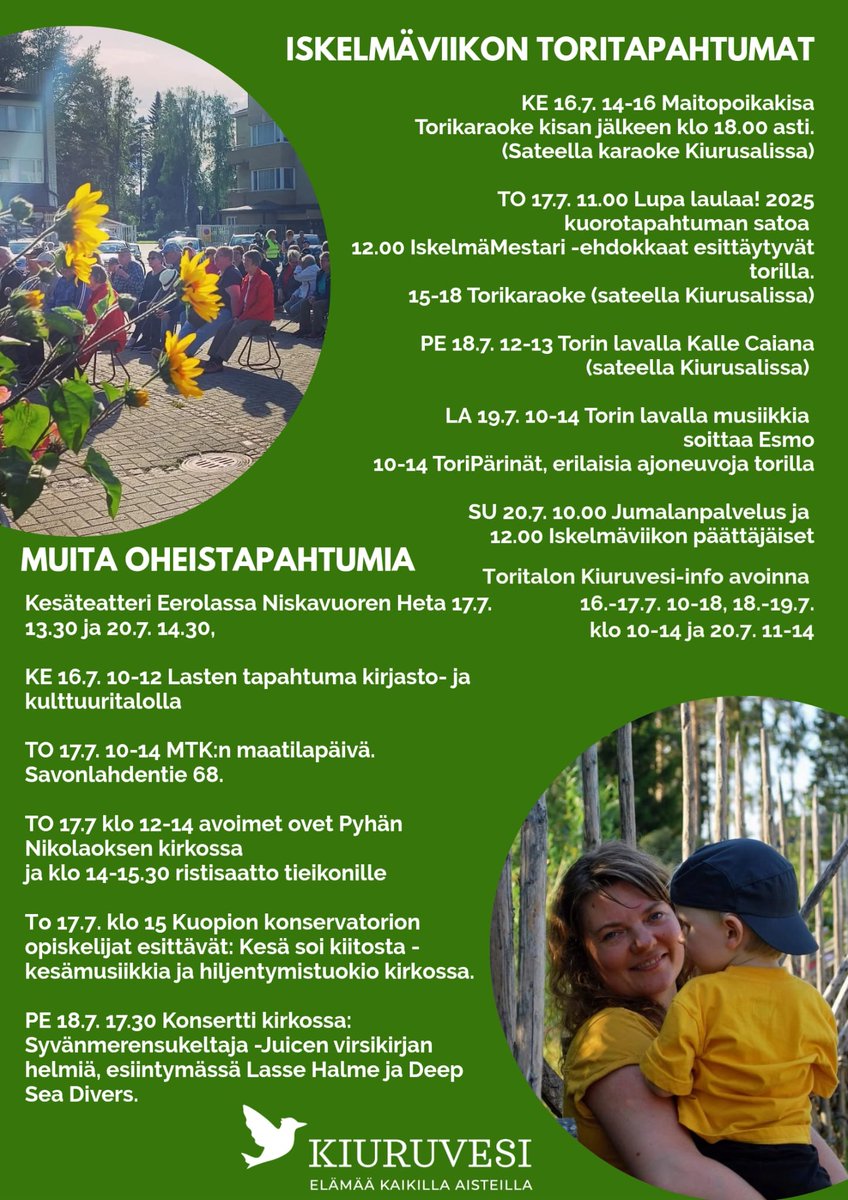 Kiuruveden Iskelmäviikolla runsaasti erilaisia oheistapahtumia. #Kiuruvesi #Iskelmäviikko