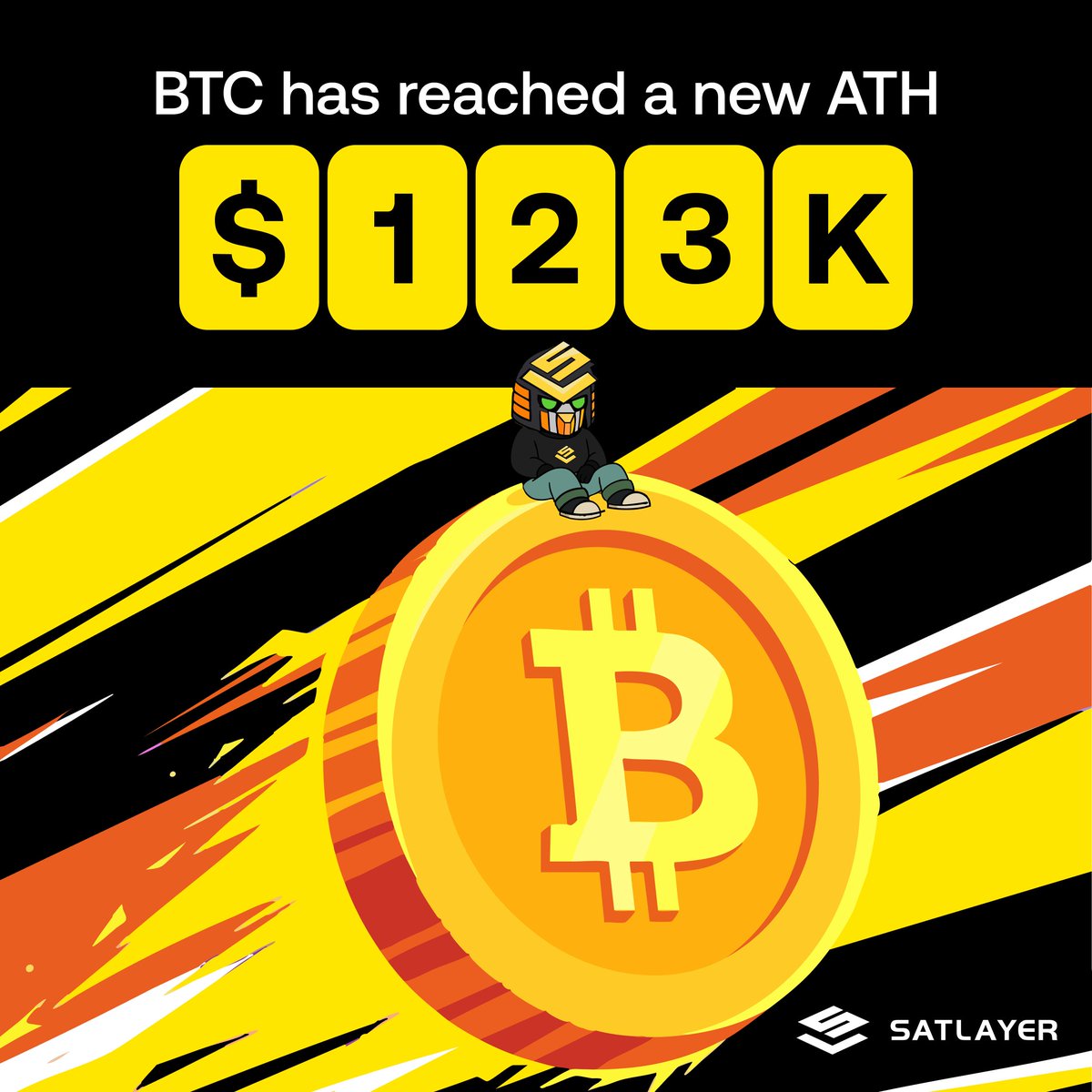⭐️. • ° 🌕 . • . * ⋆ 🚀 🌎 . . . BTC ATH + Yield . . BTC ATH 🟨 BTC hits a  new ATH of $123K - now the 5th largest asset on Earth 🙌🏻 Yield from the  new economy, built on Bitcoin.