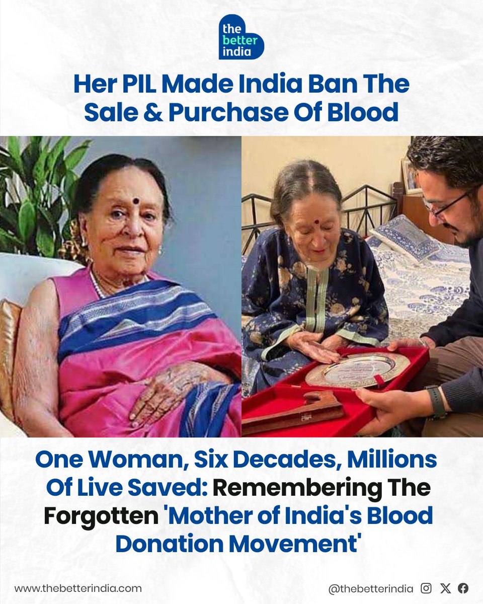 In a time when blood was bought and sold like any other commodity, often without checks, safety or consent, one woman stood up and said enough.

Kanta Saroop Krishen wasn’t a doctor, politician or activist by label. But she became the mother of India’s blood donation movement,