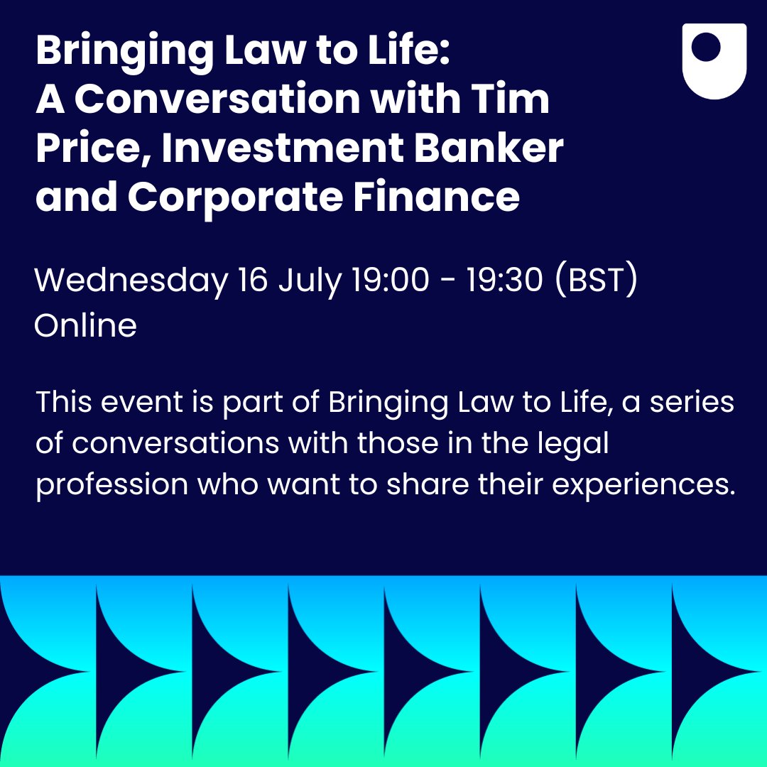 How can a law degree lead to a career in finance?

OU Law students can join our next Bringing Law to Life session to find out.

Tim Price will share insights from his career in investment banking and show how legal skills can open doors across sectors.

ow.ly/htEh50WnBlz