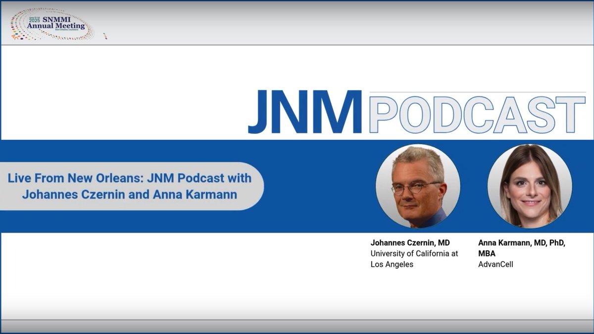 JournalofNucMed's tweet image. SNMMI Annual Meeting Flashback: In this JNM Podcast episode, Johannes Czernin interviews Anna Karmann to talk about the various career trajectories at the interface of industry and academia. ow.ly/nPhR50WoctM 

#NuclearMedicine #SNMMI25