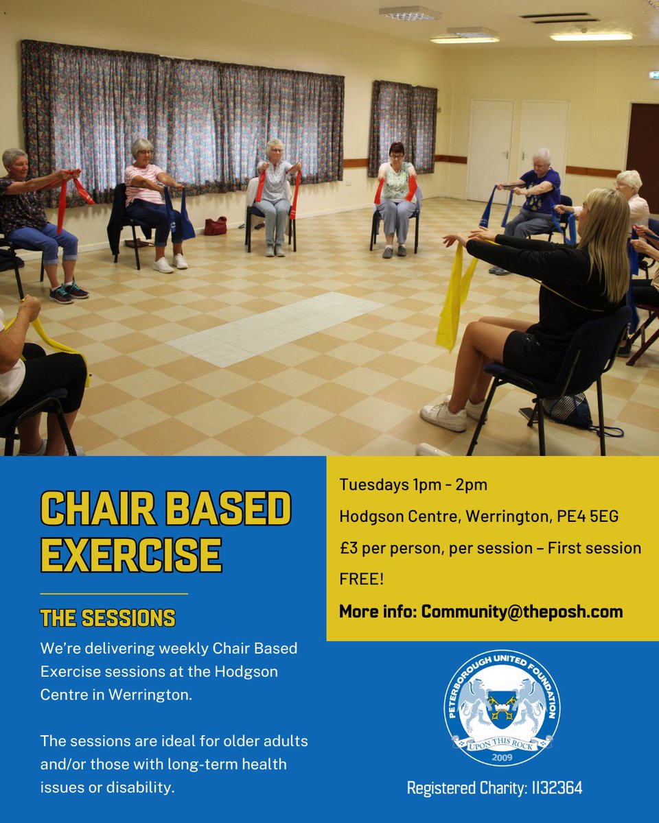 Peterborough United Foundation (@poshfoundation) on Twitter photo 🪑 We're running chair-based exercise sessions at the Hodgson Centre in Werrington!
📧 Community@theposh.com for more info.
#pufc 🪑 We're running chair-based exercise sessions at the Hodgson Centre in Werrington!
📧 Community@theposh.com for more info.
#pufc