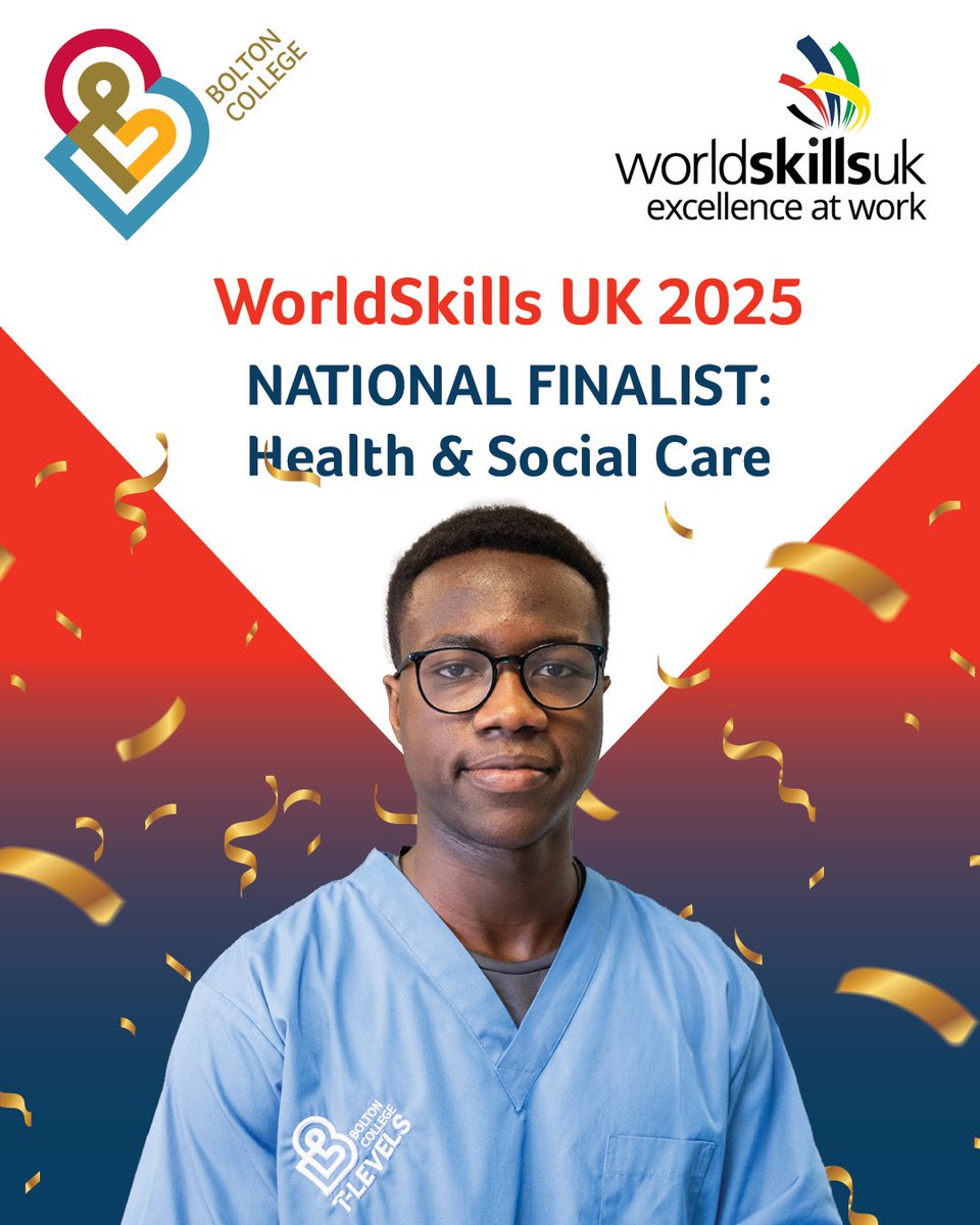 🎉 Big news! Bolton College T Level student Chris Ademola is a #WorldSkillsUK National Finalist! 🙌 He’s off to South Wales in November, joining 400+ top competitors. A huge achievement and a credit to his hard work and talent - go Chris! 👏
#WSUKFinals2025 #FutureSkills