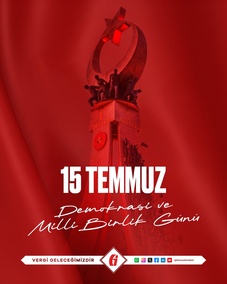 15 Temmuz Demokrasi ve Milli Birlik Günü'nde şehitlerimizi ve gazilerimizi saygı ve minnetle anıyoruz.

#15Temmuz #DemokrasiveMilliBirlikGünü
