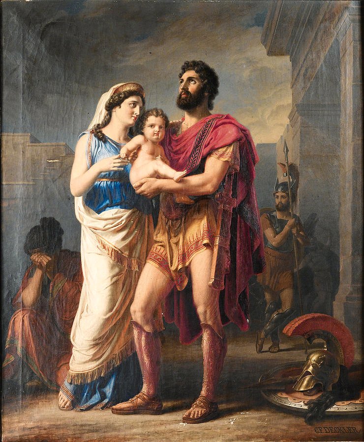 dailyandromache's tweet image. “the farewell of hector to andromache and astyanax”, carl friedrich deckler (1900-1918)