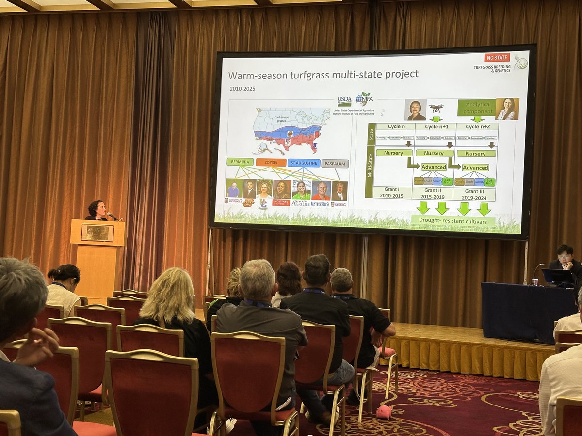 Dr. Susana Milla-Lewis presenting to the 15th International Turfgrass Res Conference in Japan the USDA sponsored projects by turfgrass breeders and turf scientists at NCSU, OSU, TAMU, UF, UGA and UCR 2010-2024