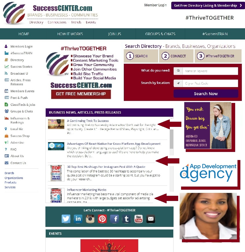 NetVentures's tweet image. Simplify!
Business Success Online Simplified.
- Get a free business listing,
- Share all of Your Social & Web Links on One page
- Post Articles & Events Free
- Share Your Post in 30+ Social Media
= SuccessCENTER.com
Success Starts Here >