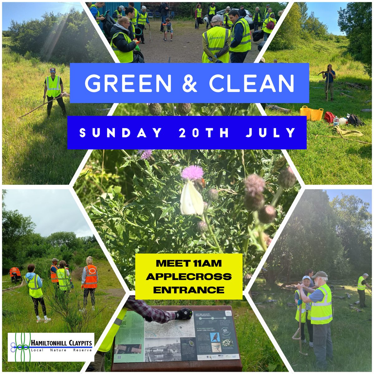 Hi Claypits fans! 👋Come and help us out at this month’s Green &amp; Clean. 
Lots to do, all done by community! 👏 
🗓️Sunday 20th July
🕚Meet 11am
📍Applecross entrance 
🌱🧹🦢🦌