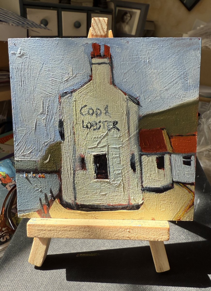 A #Cod&amp;Lobster #minature #Staithes ⁦<a href="/StaithesFest/">Staithes Festival of Arts and Heritage</a>⁩ 4x4”