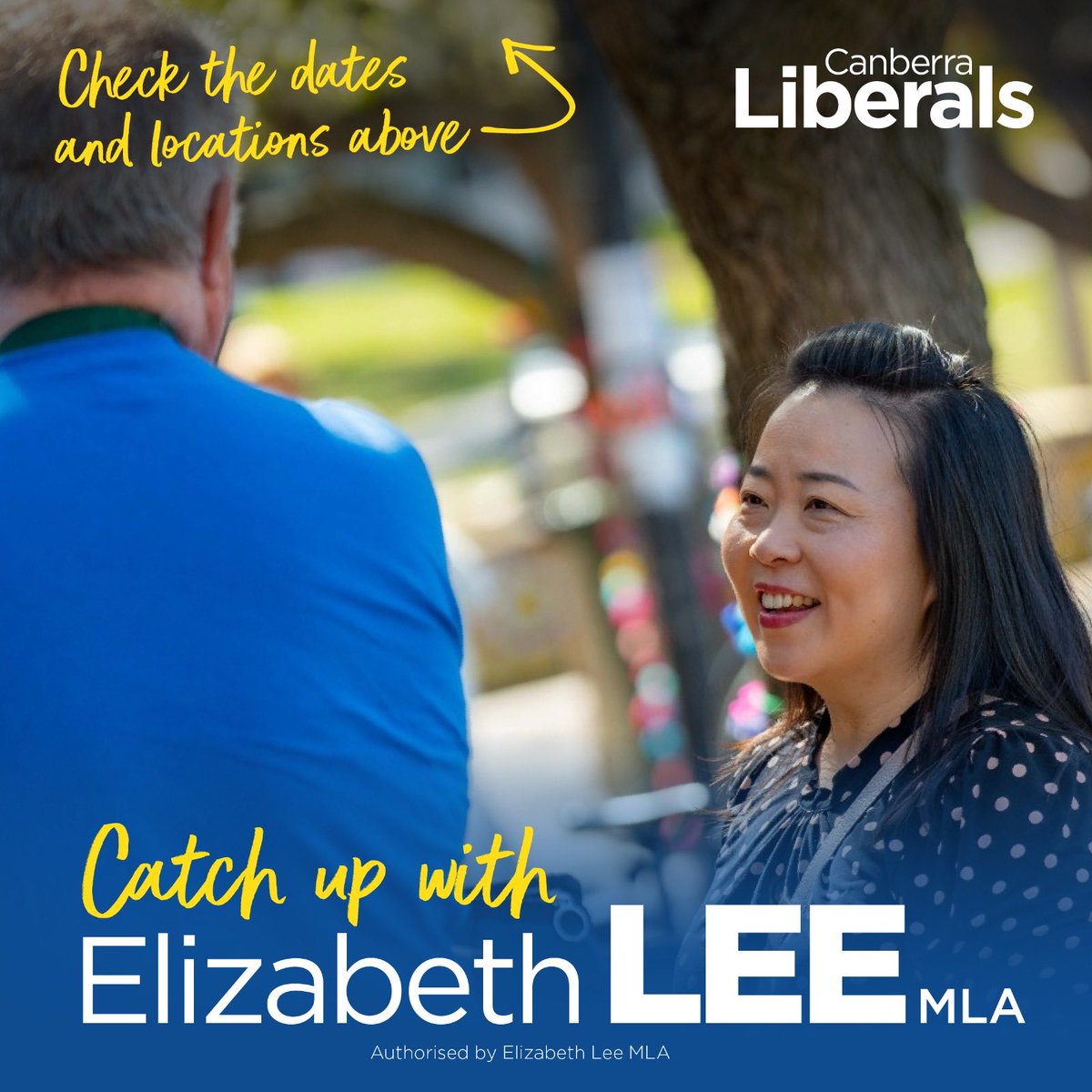 ElizabethLeeMLA's tweet image. Hey Kurrajong let’s chat!
You can catch me this week:
💬 Tuesday 15 July - 2-3pm Kingston Shops near Green Square
💬 Wednesday 16 July - 9-10am Downer Shops near Gang Gang and 11:30am-12:30pm Griffith Shops
💬 Thursday 17 July - 10:30am-11:30am Campbell Shops