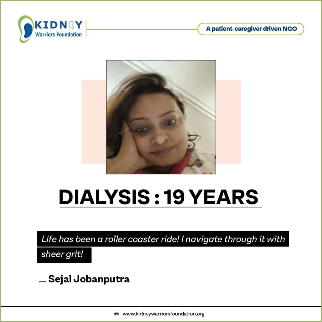 "I'm Sejal Jobanputra. My kidneys failed in 2002. My lovely sister Niki was my kidney donor. My tx failed in 2007 and I'm on Dialysis since then. Life has been a crazy ride so far. Looking forward to a few more years and hopefully they'll be healthy happy years"- Sejal Jobanputra