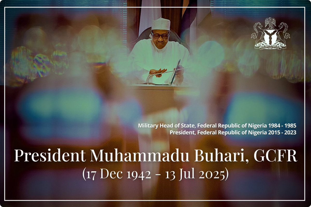 Former President Muhammadu Buhari was a symbol of integrity, discipline, and service. His legacy of sacrifice and nation-building will continue to inspire generations.

At this moment of national grief, my thoughts and prayers are with his family, the people of Katsina State, and