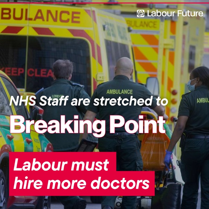 Labour Future (@labourfutureuk) on Twitter photo After 14 years of neglect, the NHS is at breaking point.
<a href="/wesstreeting/">Wes Streeting</a> is doing his best. But our NHS was decimated by 14 years of Tory government.
We need a recruitment drive to bring in more doctors (not consultants, and not bureaucrats) to fix our National Health Service. After 14 years of neglect, the NHS is at breaking point.
<a href="/wesstreeting/">Wes Streeting</a> is doing his best. But our NHS was decimated by 14 years of Tory government.
We need a recruitment drive to bring in more doctors (not consultants, and not bureaucrats) to fix our National Health Service.