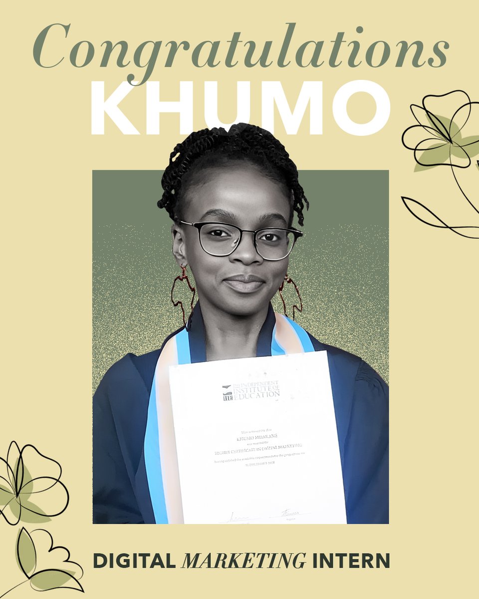 Join us in congratulating Khumo (aka Khumza), our rockstar Digital Marketing Intern, for earning her Higher Certificate in Digital Marketing from <a href="/iiemsa_za/">IIE MSA</a>  Rosebank College Braamfontein! 📚

And she’s not stopping there, next up: National Diploma in Digital Marketing.

Keep