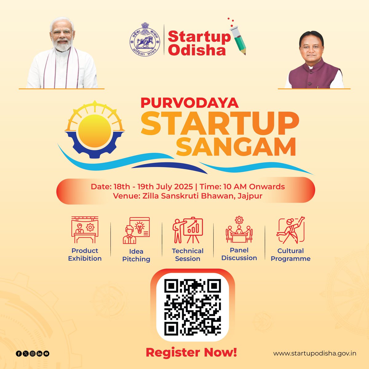 🌅 Startup Odisha under the aegis of the MSME Department, Government of Odisha, is organising Purvodaya Startup Sangam at Jajpur - an exclusive two-day event to celebrate and empower startups and aspiring entrepreneurs. 

Join us for two days of impactful engagement featuring: