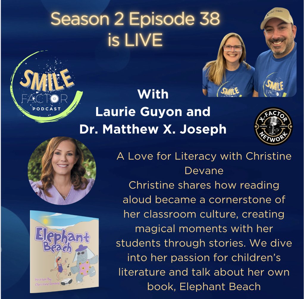 MatthewXJoseph's tweet image. In this episode of #SMILEFactor, @SMILELearning and I Loved chatting with Christine Devane about her passion for reading and her children’s book Elephant Beach! A joyful convo on storytelling, teaching, and imagination.
Listen here: creators.spotify.com/pod/profile/xf…