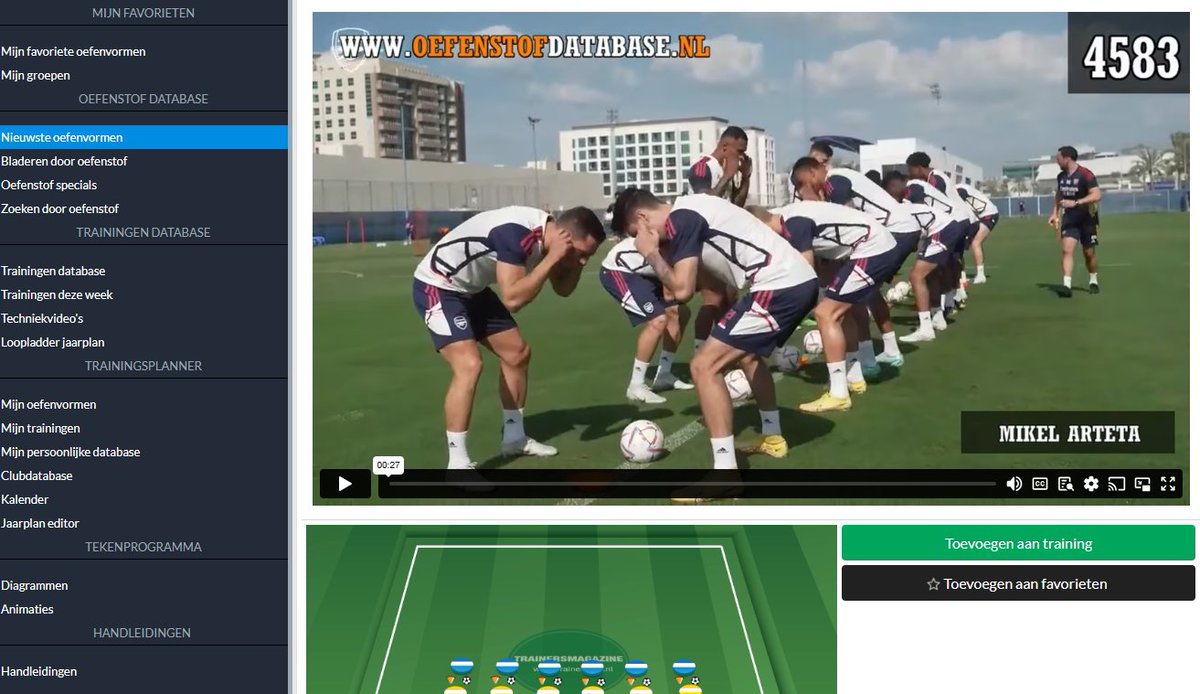 Reactiespel van de training van Mikel Arteta bij Arsenal. Video &amp; uitleg: oefenstofdatabase.nl/?page=exercise…