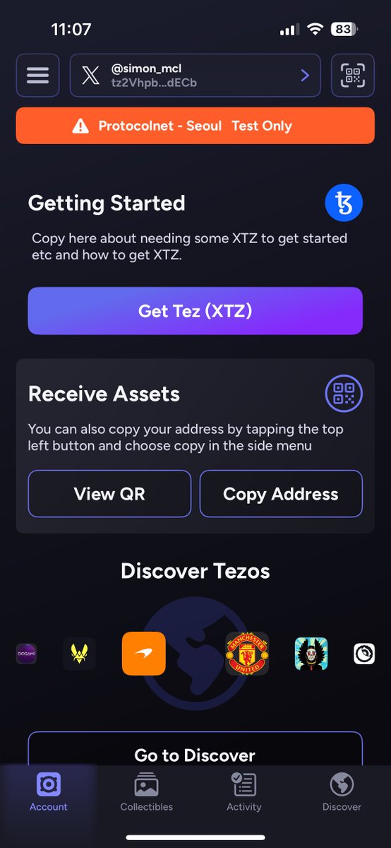 simon_mcl's tweet photo. Seoulnet is now live in Kukai iOS Beta (download link pinned to top of this X community)

Test funds can be obtained by tapping “Get Tez” which will bring you to the testnet faucet https://t.co/esDgufinc3