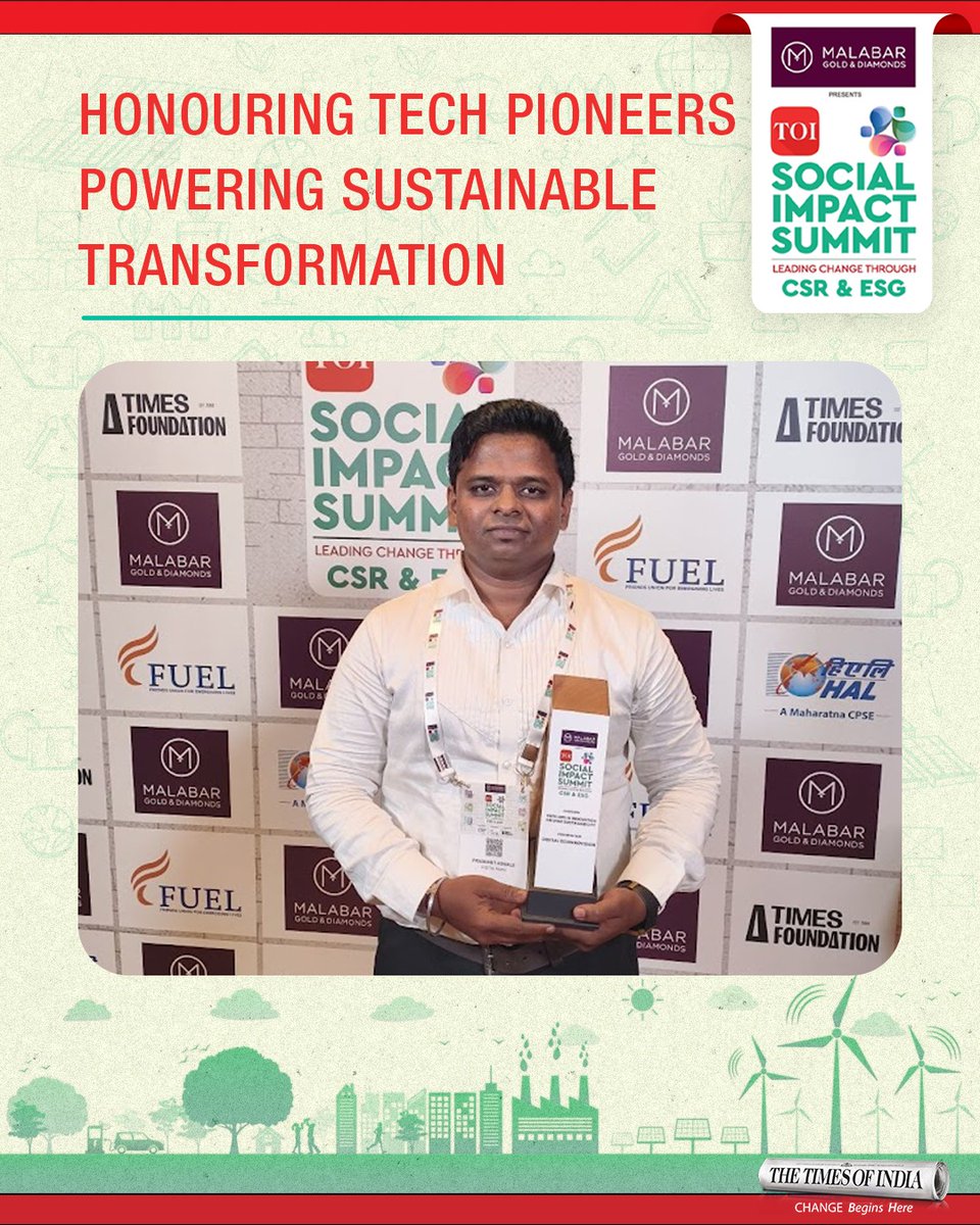The Malabar Gold &amp; Diamonds presents The Times of India Social Impact Summit 2025, Digital EcoInnovision was honoured under the ‘Tech And AI Innovation Driving Sustainability’ category for leveraging cutting-edge technology to address real-world environmental challenges.

From